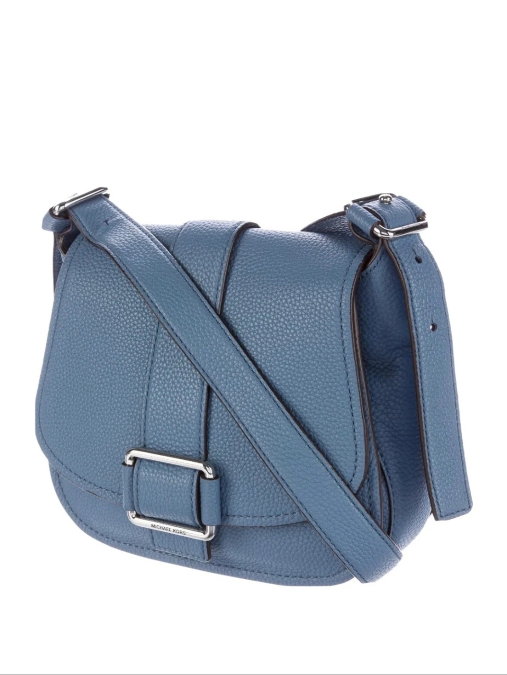 MICHAEL KORS Maxine Large Saddle Bag Blue Pebbled Leather - Picture 10 of 10